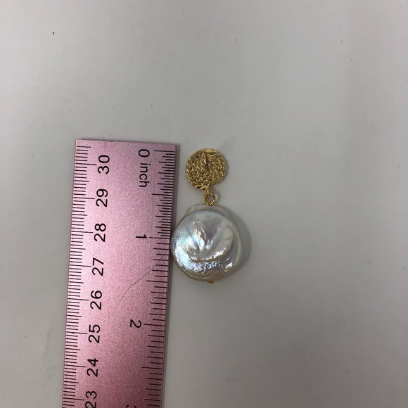 Coin Pearl Drop Earrings - Picture 6 of 6